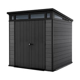 Plastic Garden Shed 7 x 7ft - Grey Resin, Double Doors