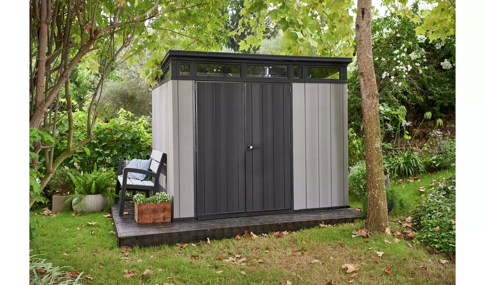 Plastic Garden Shed 9 x 7ft - Pent Roof, Double Doors