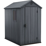 Plastic Garden Shed 6 x 4ft - Grey Resin, Single Door