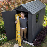 Plastic Garden Shed 6 x 4ft - Grey Resin, Single Door