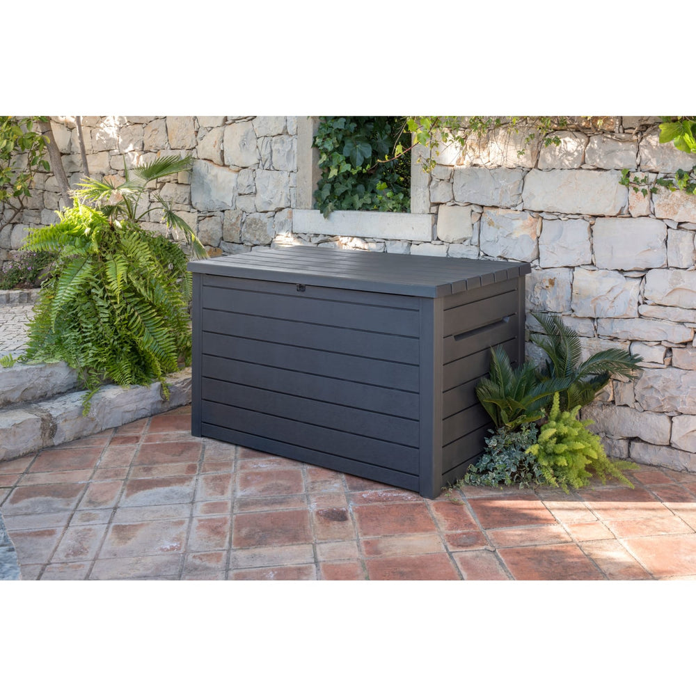 Large Garden Storage Box 870L - Resin, Padlock-Ready Lid