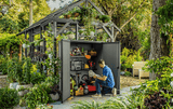 Outdoor Storage Cabinet 1400L - Tall Grey Resin, Lockable