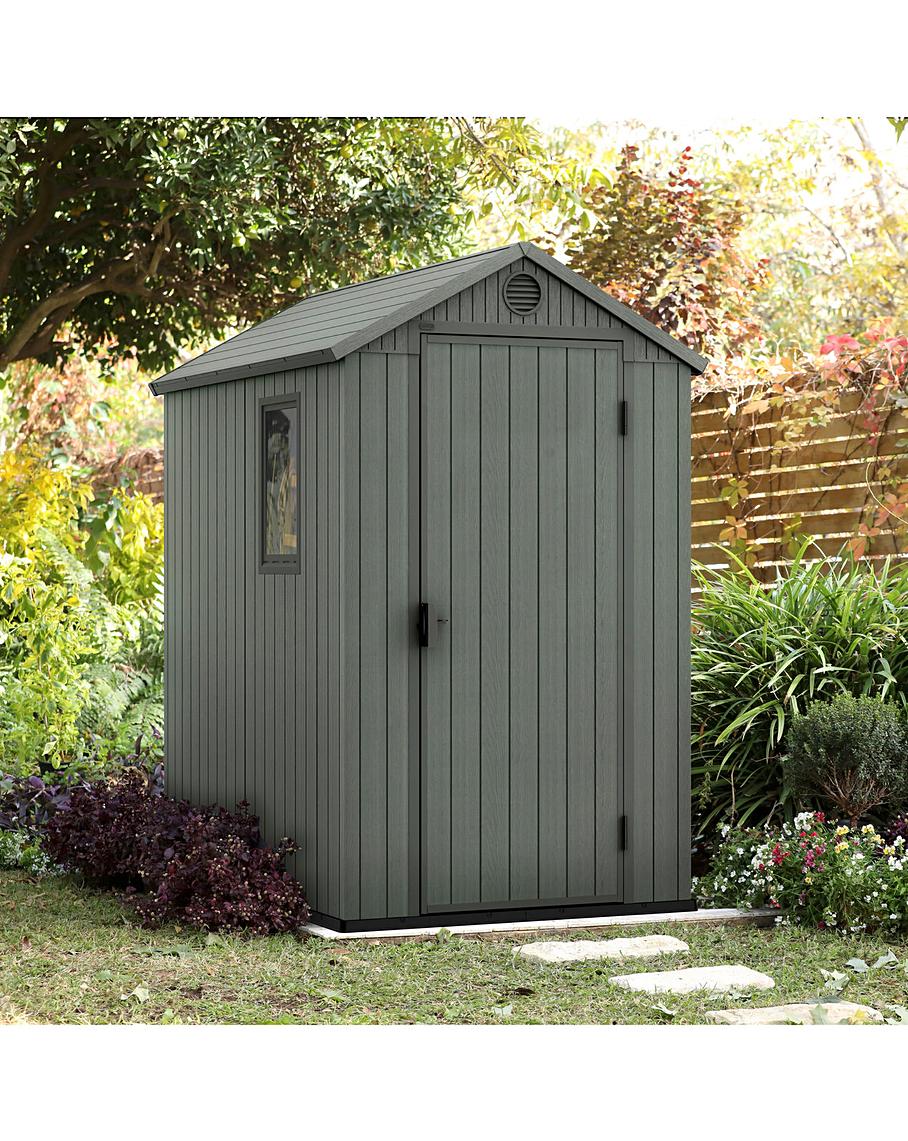 Plastic Garden Shed 6 x 4ft - Green Resin, Single Door
