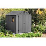 Plastic Garden Shed 6 x 8ft - Grey, Double Doors & Skylight