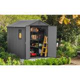 Plastic Garden Shed 6 x 8ft - Grey, Double Doors & Skylight