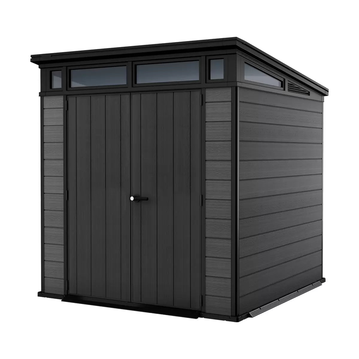 Plastic Garden Shed 7 x 7ft - Grey Resin, Double Doors
