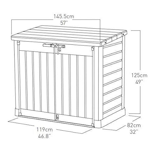 Garden Storage Box 1200L - Beige & Brown, Front & Top Access