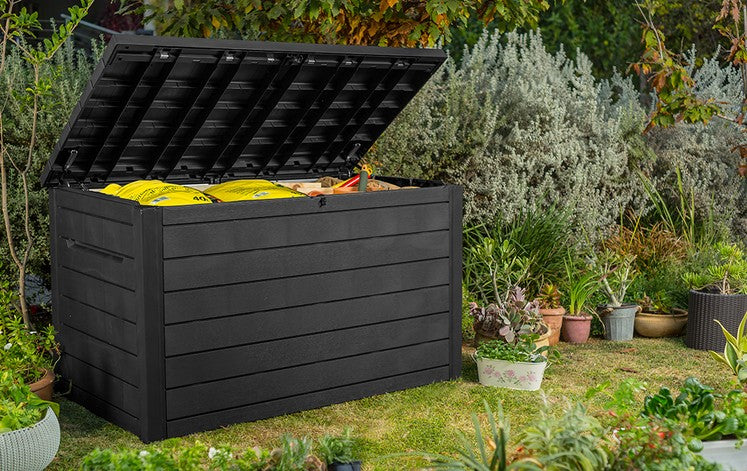 Large Garden Storage Box 870L - Resin, Padlock-Ready Lid
