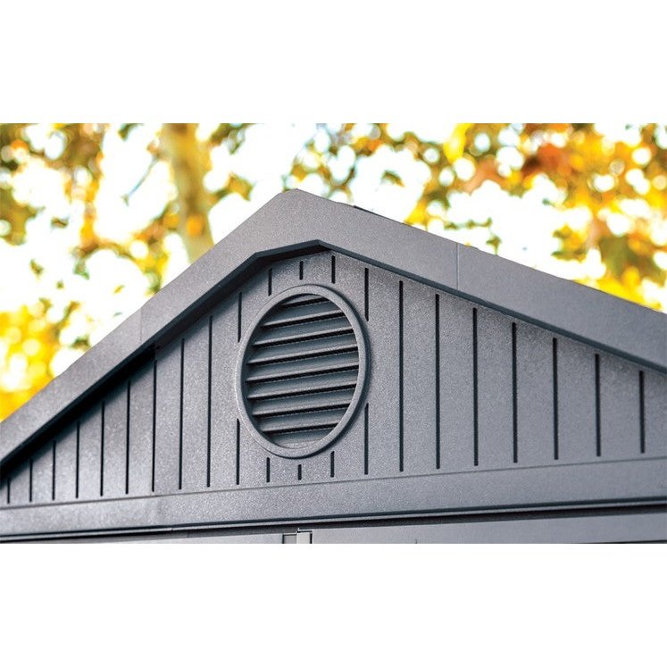 Plastic Garden Shed 6 x 8ft - Grey, Double Doors & Skylight