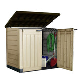 Garden Storage Box 1200L - Beige & Brown, Front & Top Access