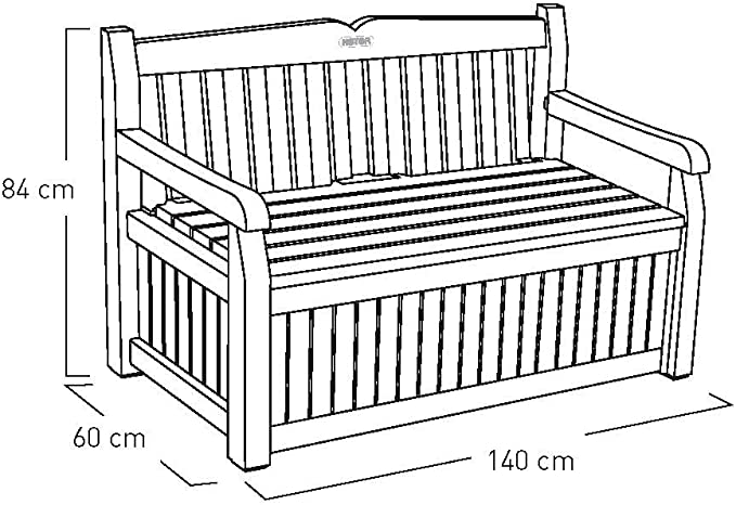 Garden Storage Bench 265L - Beige & Brown Resin