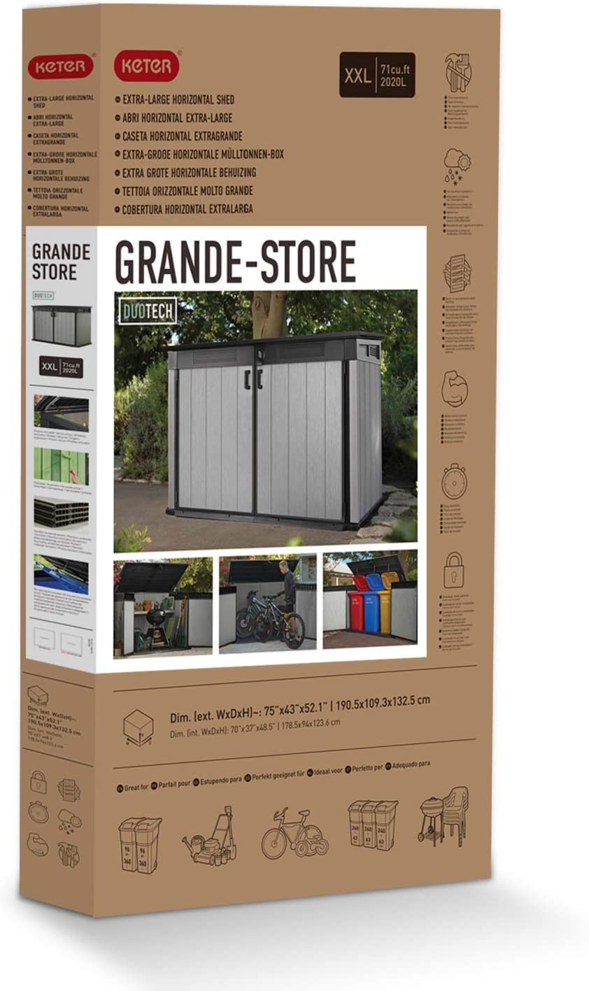 Garden Storage Shed 2020L - Grey Resin, Front & Top Access