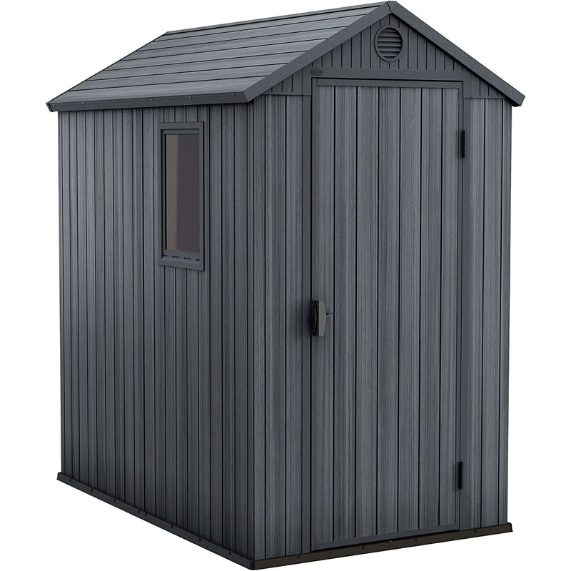 Plastic Garden Shed 6 x 4ft - Grey Resin, Single Door