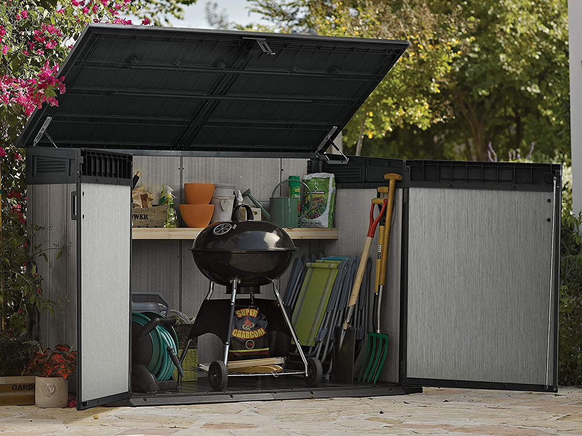Garden Storage Shed 2020L - Grey Resin, Front & Top Access