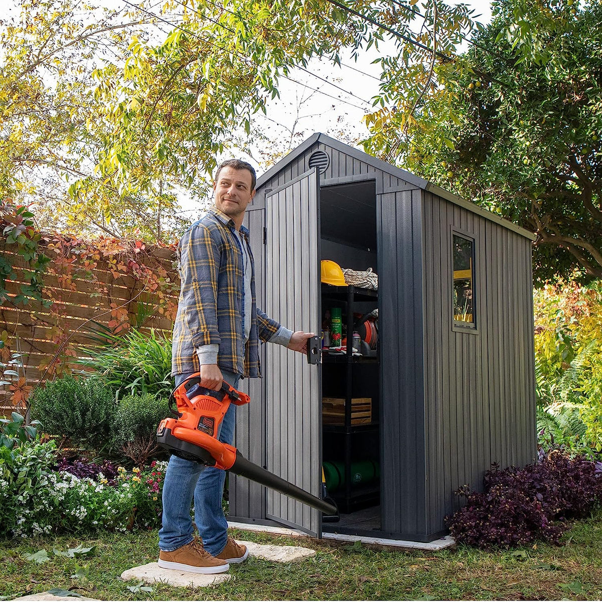 Plastic Garden Shed 6 x 4ft - Grey Resin, Single Door