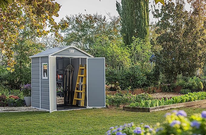 Plastic Garden Shed 6 x 5ft - Resin, Double Doors