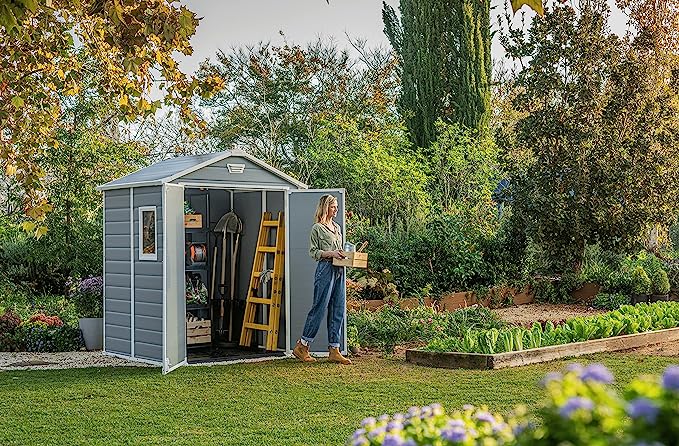 Plastic Garden Shed 6 x 5ft - Resin, Double Doors