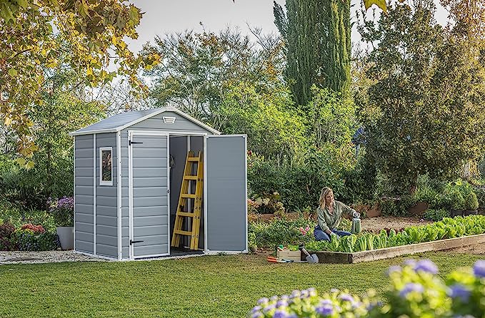 Plastic Garden Shed 6 x 5ft - Resin, Double Doors