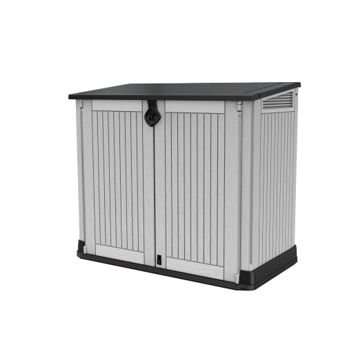 Garden Storage Box 880L - Grey & Black, Lockable Resin