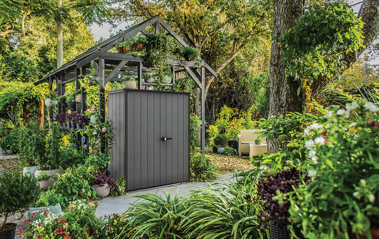 Outdoor Storage Cabinet 1400L - Tall Grey Resin, Lockable
