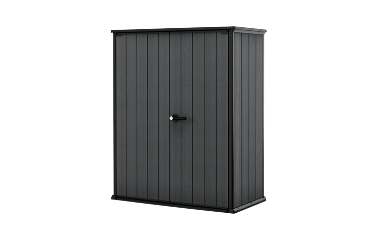 Outdoor Storage Cabinet 1400L - Tall Grey Resin, Lockable