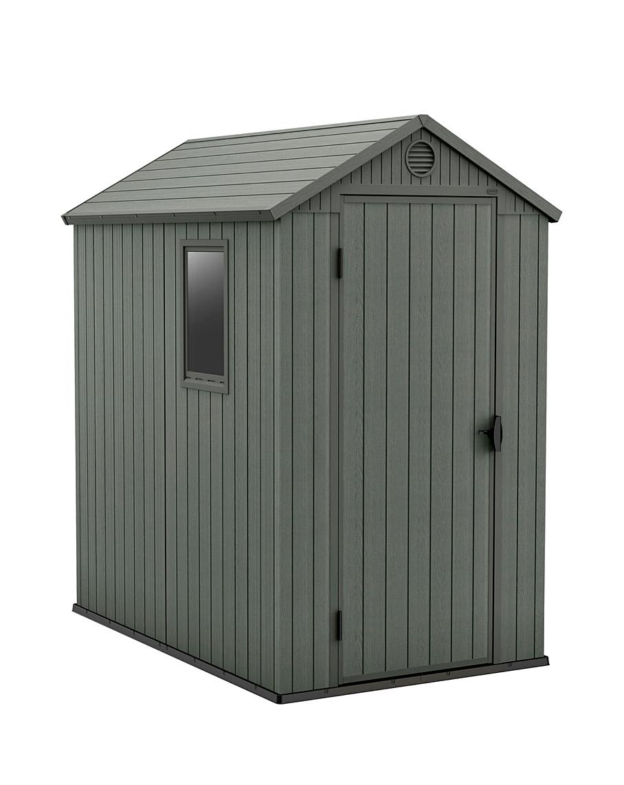 Plastic Garden Shed 6 x 4ft - Green Resin, Single Door