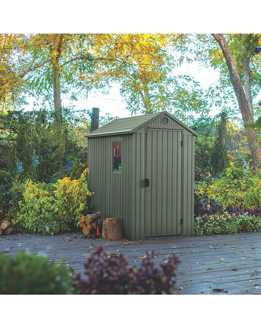 Plastic Garden Shed 6 x 4ft - Green Resin, Single Door