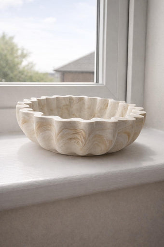 compare product Marbled Handcrafted Jesmonite Bowl – Wavy Edge Trinket Dish - Nordic Home Gifts