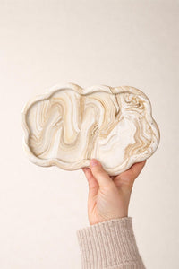 Handmade Cloud Trinket Tray – Coade Marbled Jewellery Coaster Dish - Scandi Home Decor