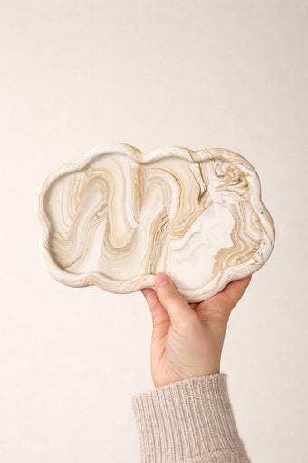 compare product Handmade Cloud Trinket Tray – Coade Marbled Jewellery Coaster Dish - Scandi Home Decor