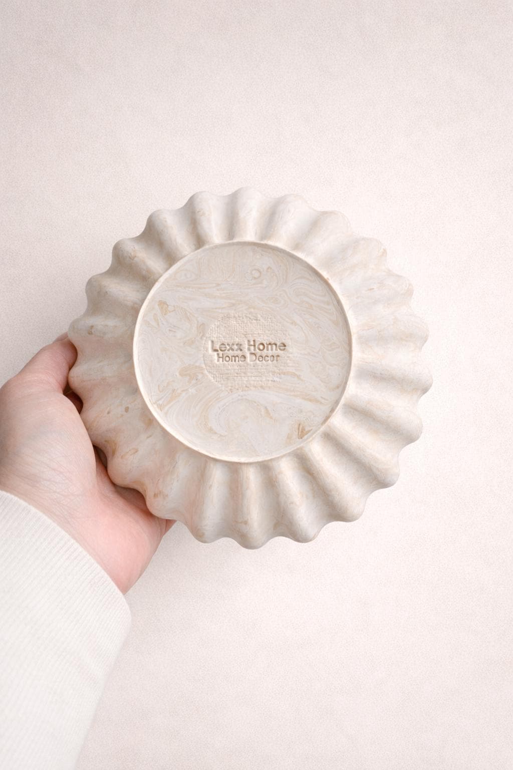 Marbled Handcrafted Jesmonite Bowl – Wavy Edge Trinket Dish - Nordic Home Gifts