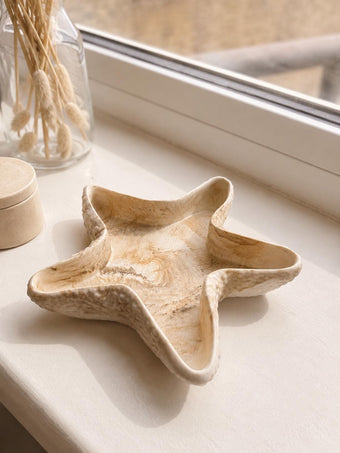 compare product Handmade Star Shell Trinket Dish | Coastal Decor Catchall Tray | Ocean Inspired Jewellery Holder | Neutral Shell Dish | Beach House Deco